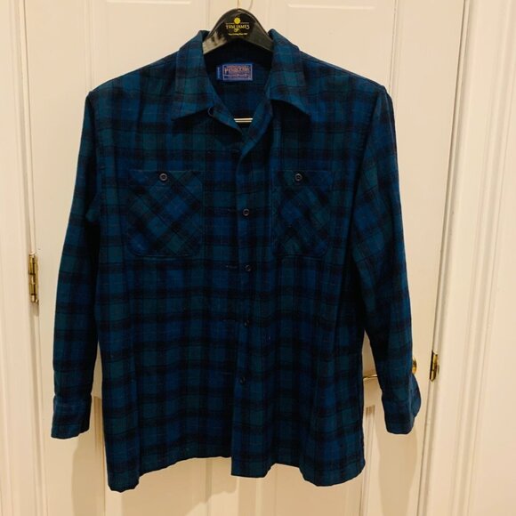 Vintage Pendleton Wool Plaid Flannel Button Work Chore Shirt Heavy Chamois Work - Picture 1 of 10